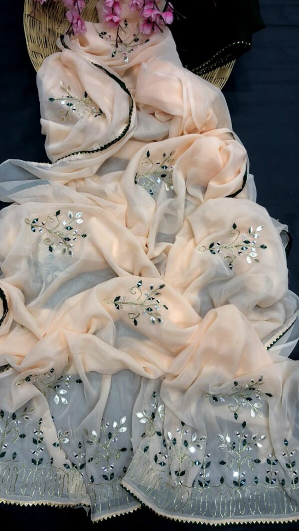 Siffon Silk With Original Mirror and Gota Work Saree 05