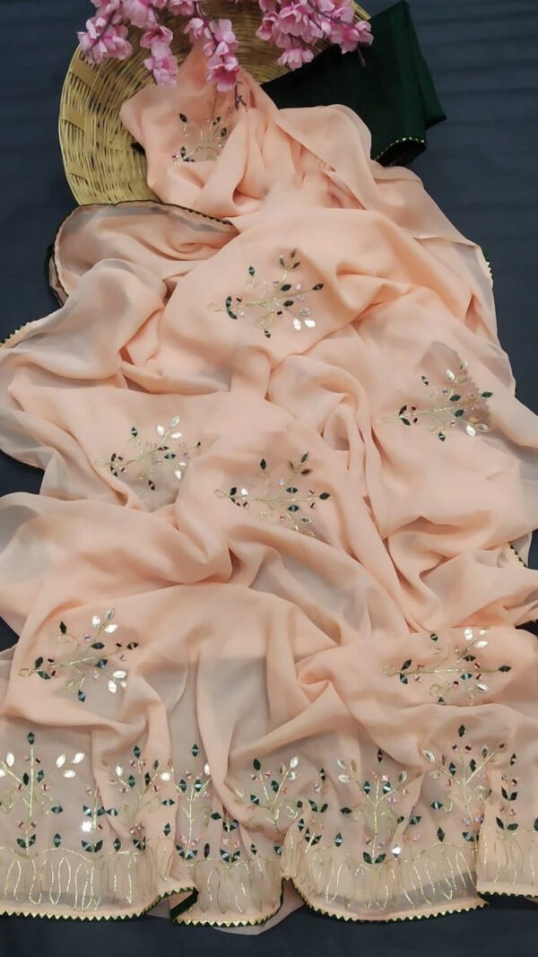 Siffon Silk With Original Mirror and Gota Work Saree 06