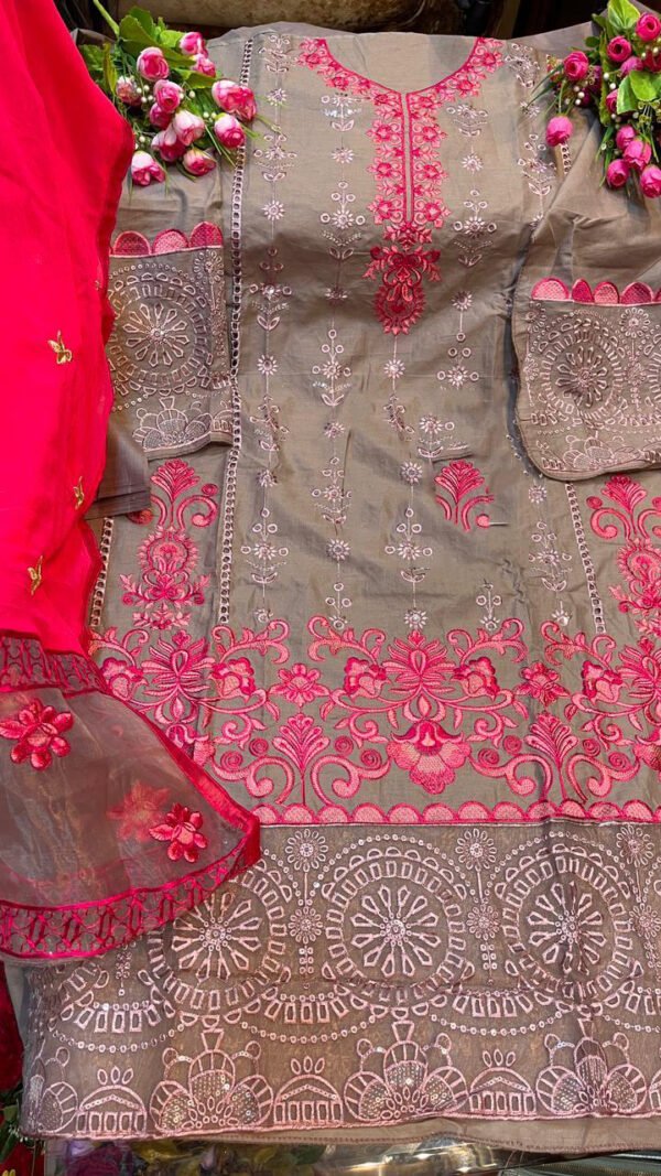 Cambric Cotton Self Embroidery Pakistani Suits 03