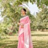 Soft Linen Saree with Weaving Lucknowi Saree 01