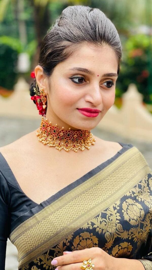 Pure Soft Litchi Banarasi Silk Saree with Work Blouse 03