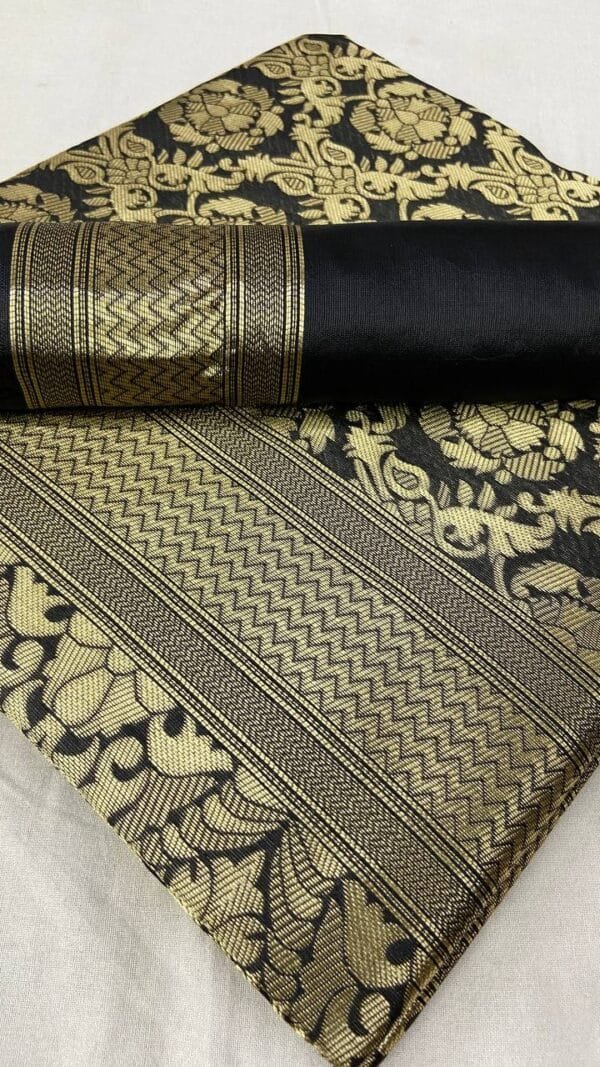 Pure Soft Litchi Banarasi Silk Saree with Work Blouse 03