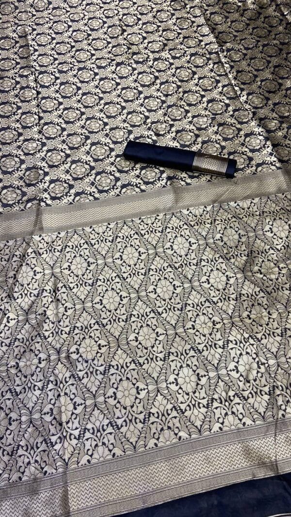 Pure Soft Litchi Banarasi Silk Saree with Work Blouse 03