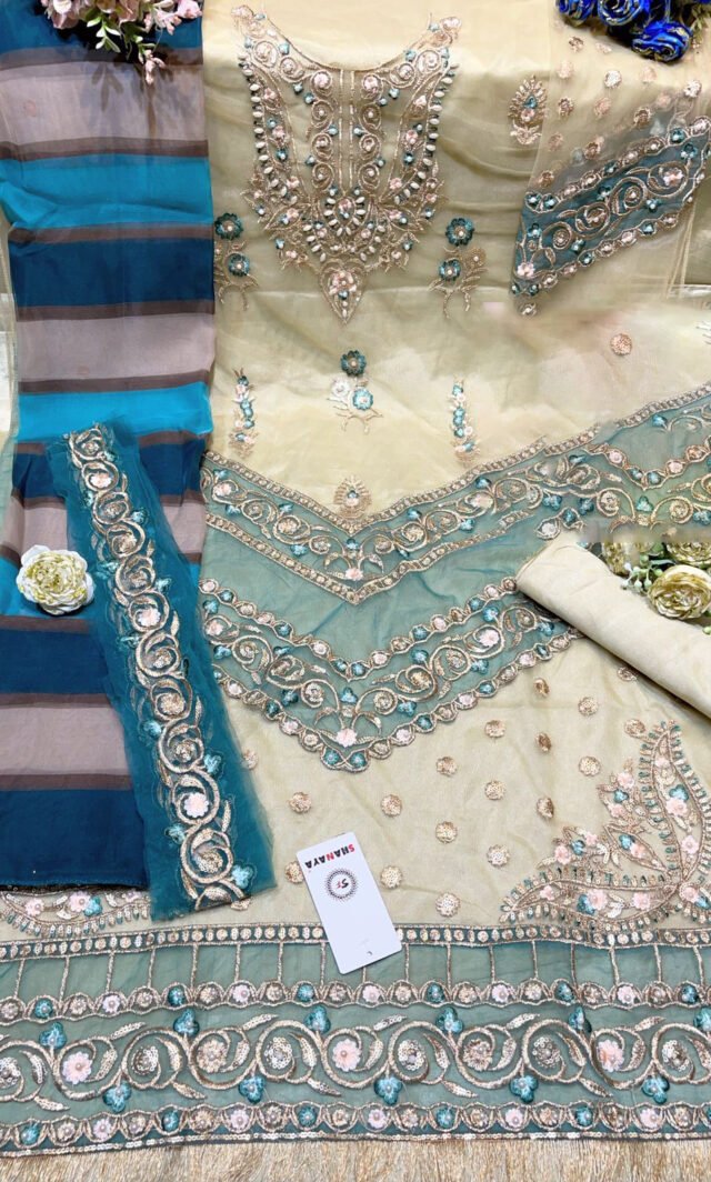 Pakistani Suits with Butterfly Net Embroidered