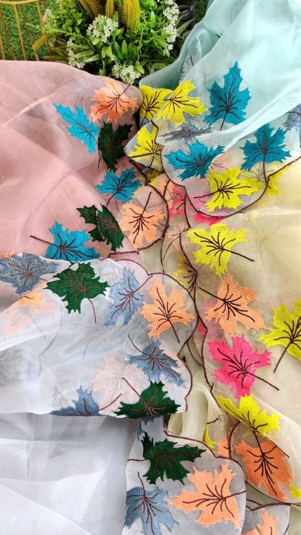 Pure Moss Organza Saree with Heavy Thread Work 01