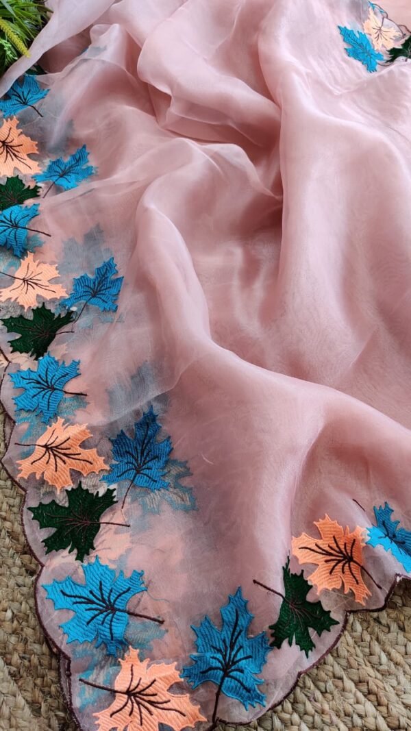 Pure Moss Organza Saree with Heavy Thread Work 02