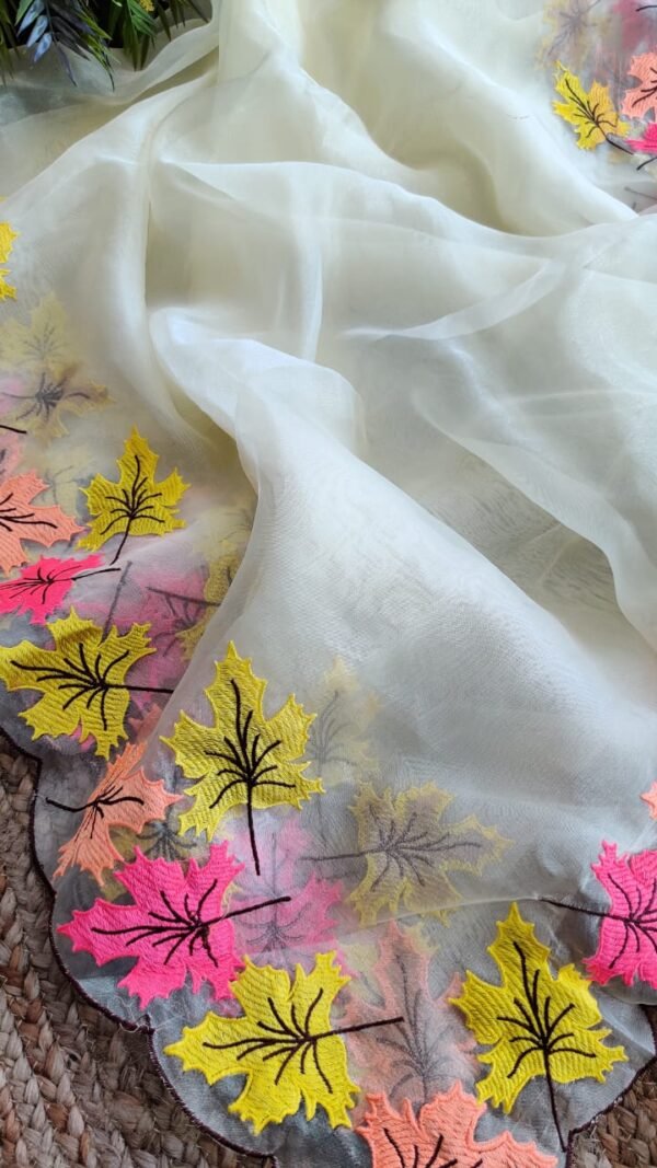 Pure Moss Organza Saree with Heavy Thread Work 03
