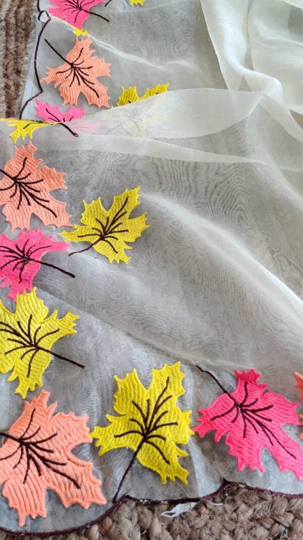 Pure Moss Organza Saree with Heavy Thread Work 04