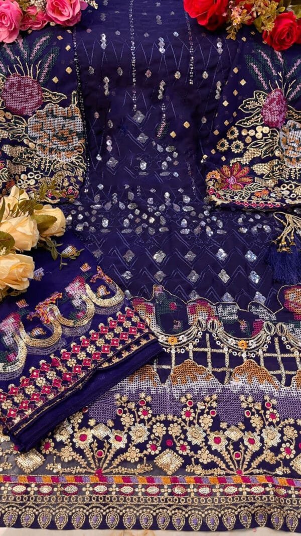 Fox Georgette Heavy Embroidered Pakistani Dress 02