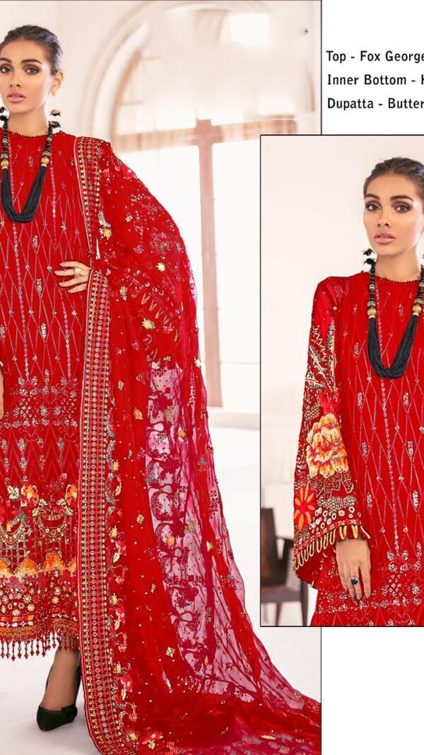 Fox Georgette Heavy Embroidered Pakistani Dress 04