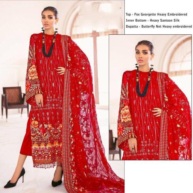 Fox Georgette Heavy Embroidered Pakistani Dress 04