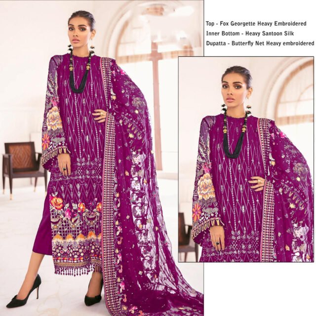 Fox Georgette Heavy Embroidered Pakistani Dress 05