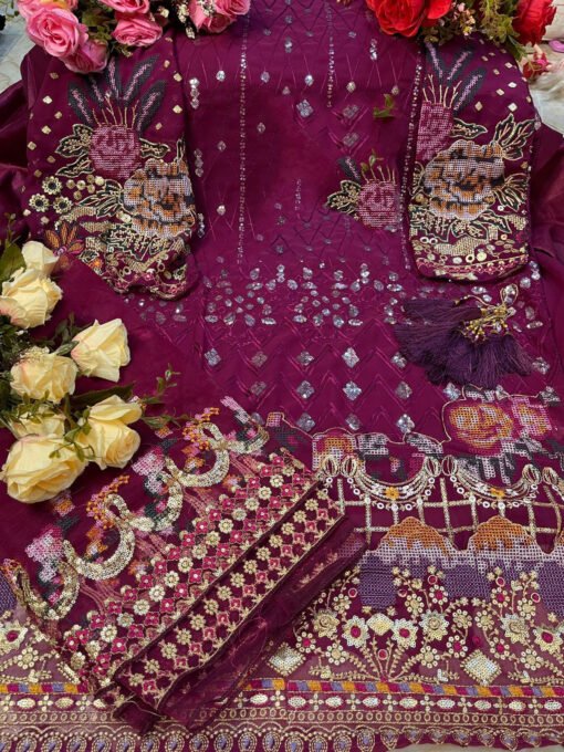 Fox Georgette Heavy Embroidered Pakistani Dress 05