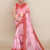 Digital Printed Fully Embroidery Organza Party Wear Saree 01