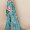 Digital Printed Fully Embroidery Organza Party Wear Saree 06