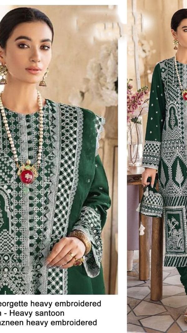 Pakistani Suits Fox Georgette Heavy Embroidered Dress 02