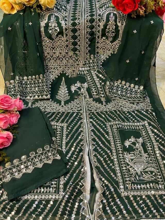 Pakistani Suits Fox Georgette Heavy Embroidered Dress 02