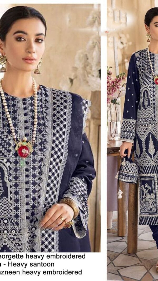 Pakistani Suits Fox Georgette Heavy Embroidered Dress 03