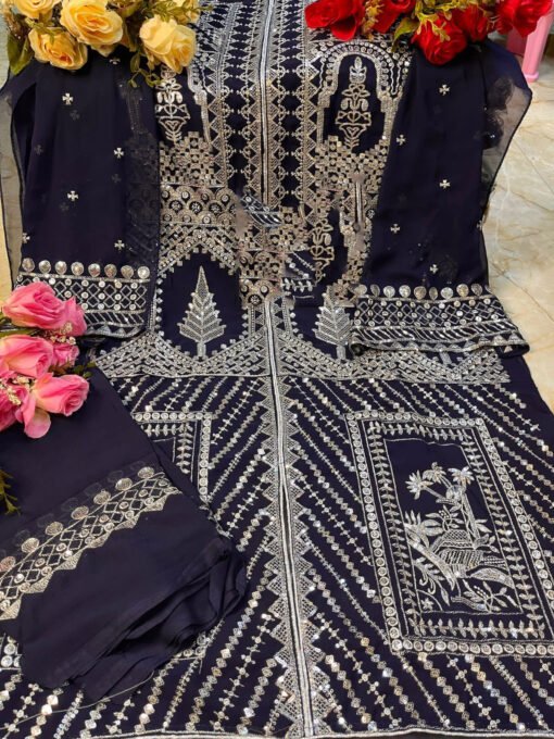 Pakistani Suits Fox Georgette Heavy Embroidered Dress 03