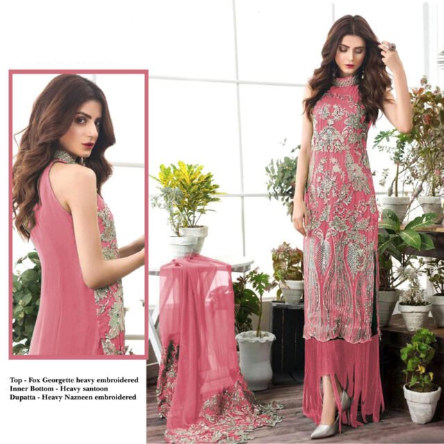 Pakistani Fox Georgette Heavy Embroidered Suits 01