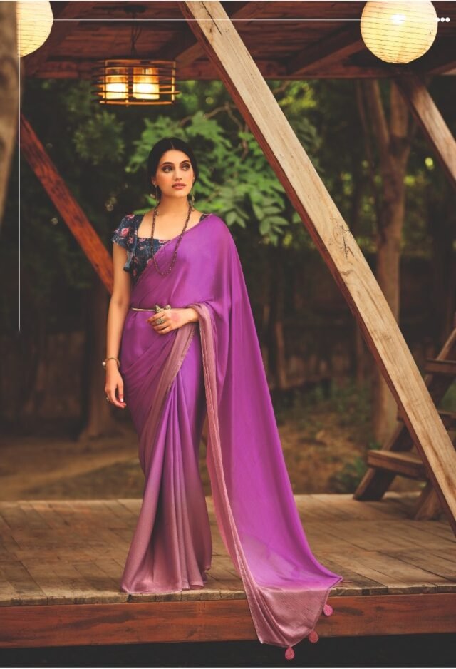 New 3d Velvet Chiffon Saree 01