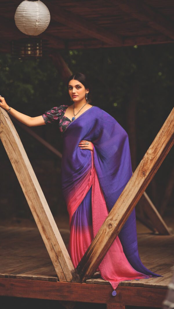 New 3d Velvet Chiffon Saree 03