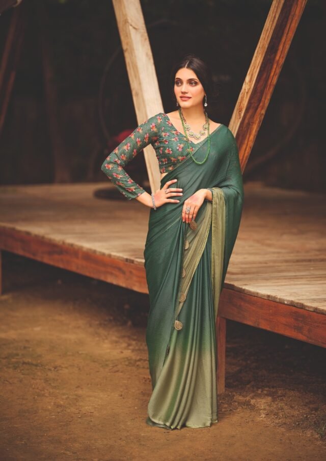 New 3d Velvet Chiffon Saree 05