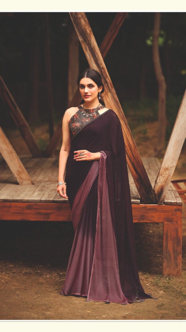 New 3d Velvet Chiffon Saree 08