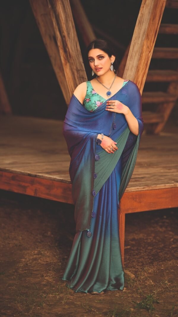 New 3d Velvet Chiffon Saree 10