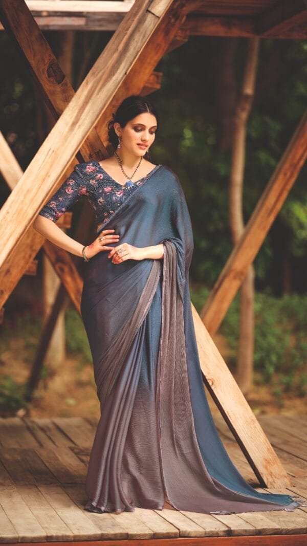 New 3d Velvet Chiffon Saree 11