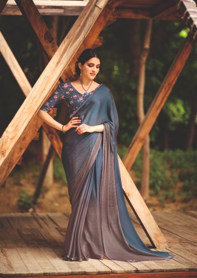 New 3d Velvet Chiffon Saree 11