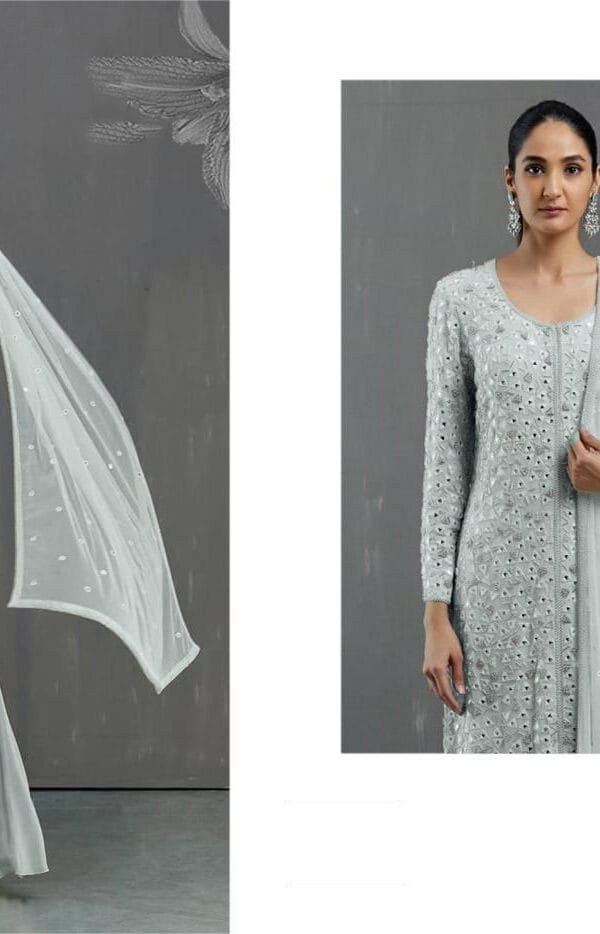 Mirror and Embroidery Work Pakistani Suits 02