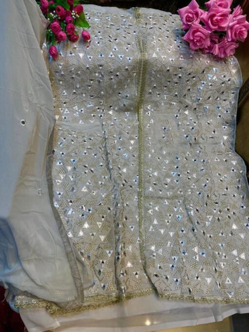 Mirror and Embroidery Work Pakistani Suits 02