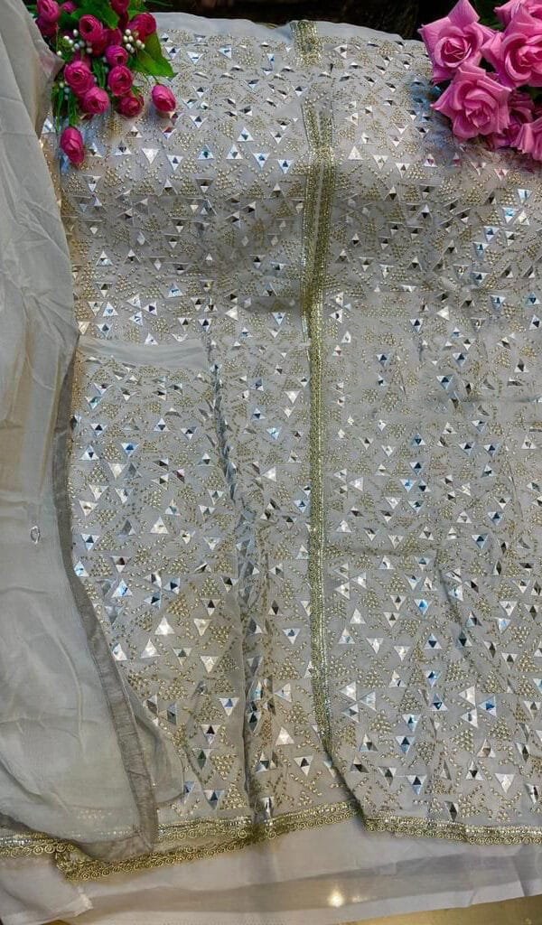 Mirror and Embroidery Work Pakistani Suits 02