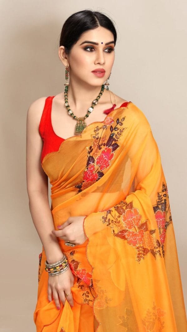 Organza Digital Print Saree with Sequins Work 01