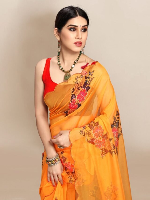 Organza Digital Print Saree with Sequins Work 01