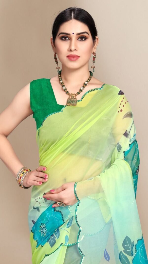 Organza Digital Print Saree with Sequins Work 04