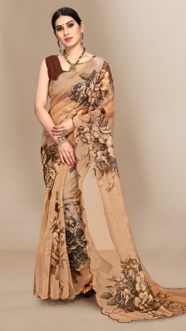 Organza Digital Print Saree with Sequins Work 03