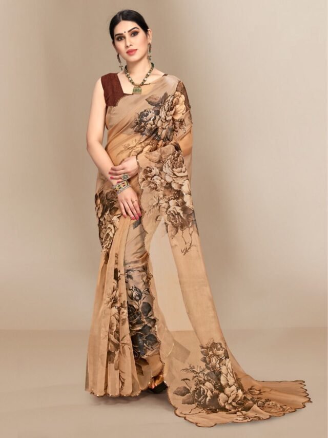 Organza Digital Print Saree with Sequins Work 03