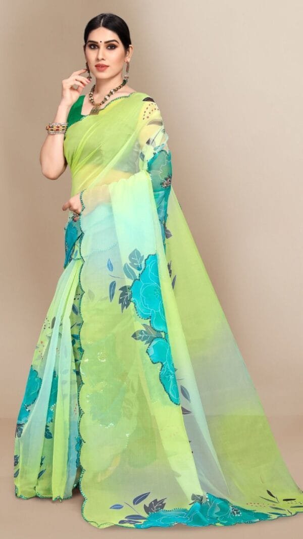 Organza Digital Print Saree with Sequins Work 04
