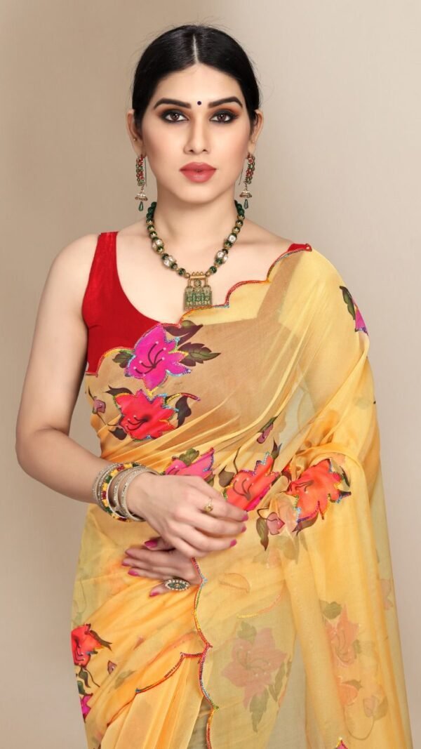 Organza Digital Print Saree with Sequins Work 01