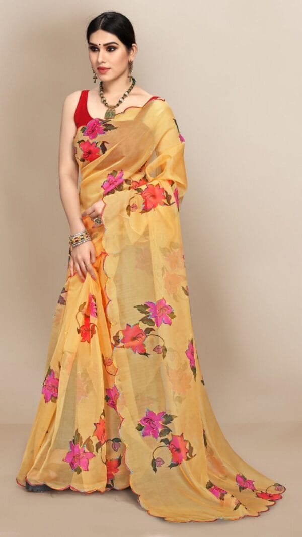 Organza Digital Print Saree with Sequins Work 01