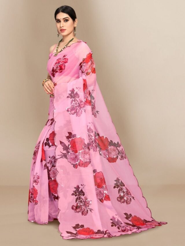 Organza Digital Print Saree with Sequins Work 07