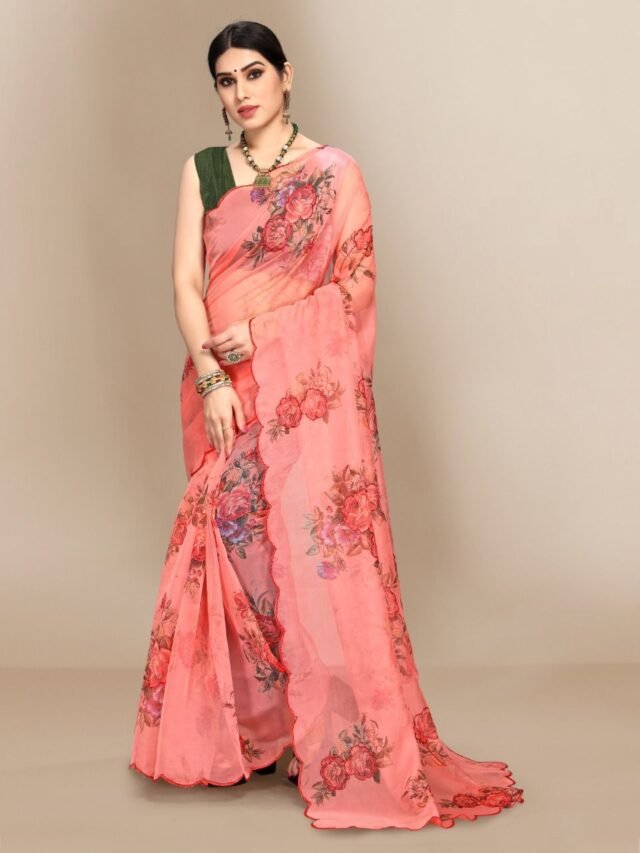 Organza Digital Print Saree with Sequins Work 09