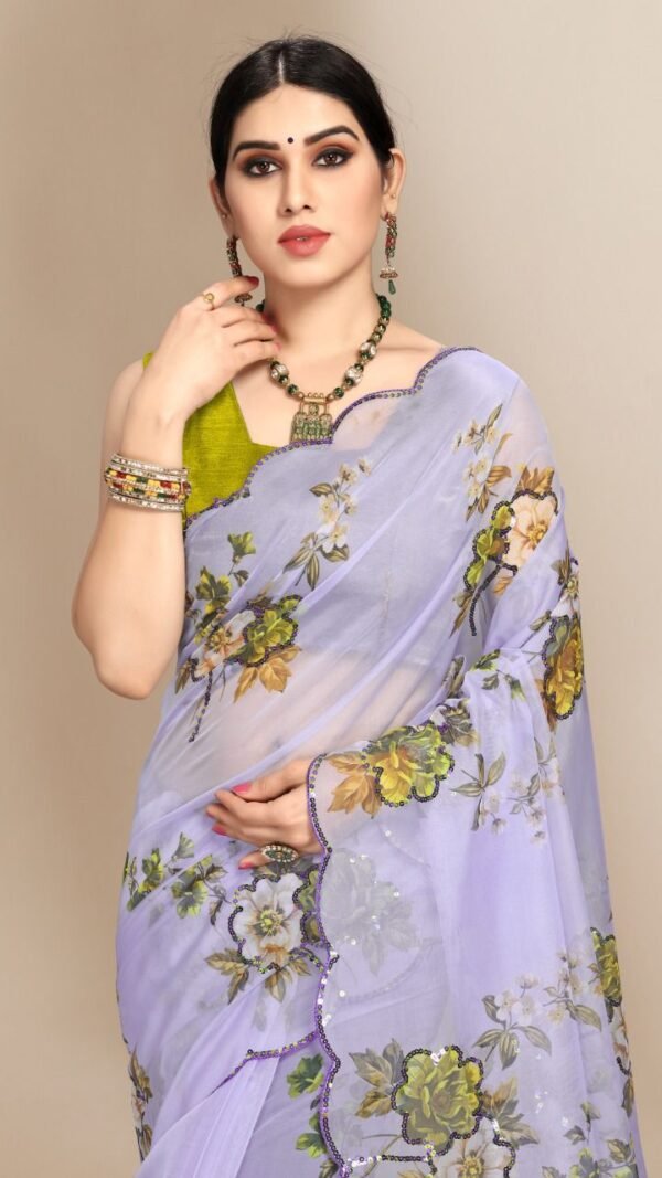 Organza Digital Print Saree with Sequins Work 10