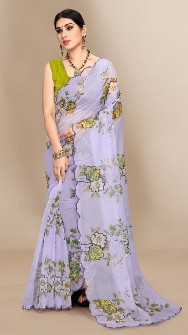 Organza Digital Print Saree with Sequins Work 10