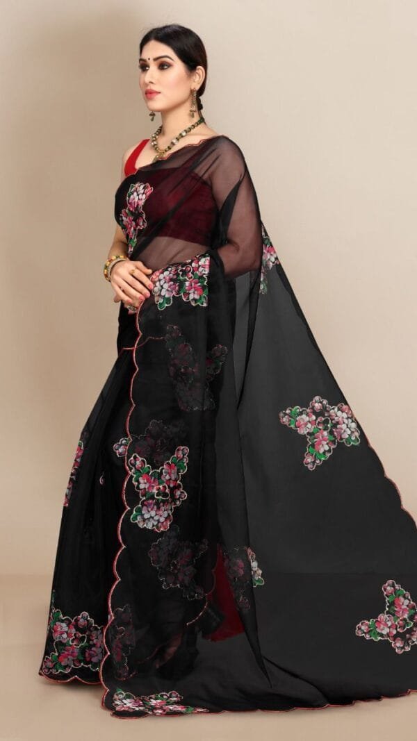 Organza Digital Print Saree with Sequins Work 11