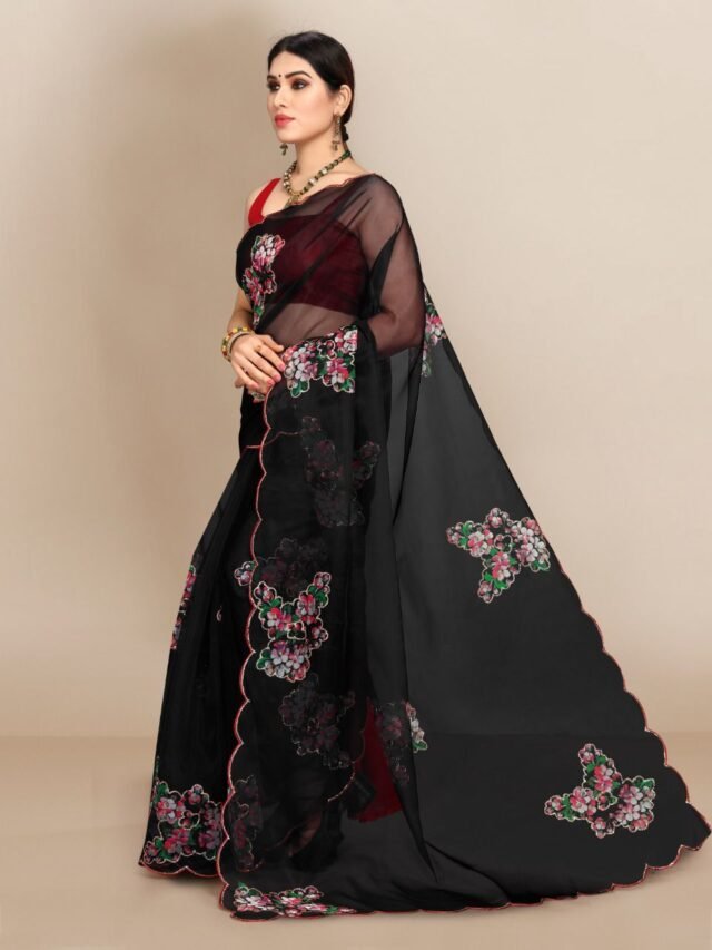 Organza Digital Print Saree with Sequins Work 11