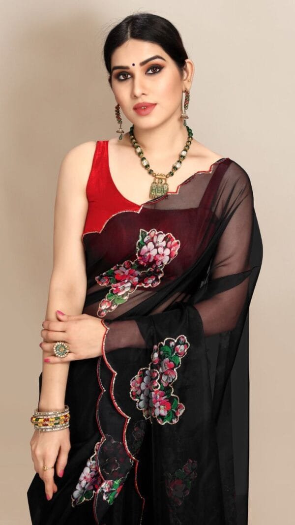 Organza Digital Print Saree with Sequins Work 11