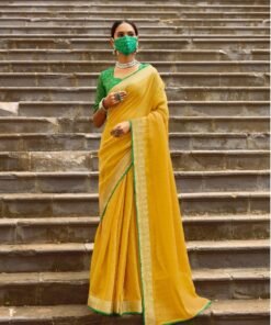 New Linen Silk with Sequence Saree with Mask 03